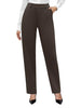 Women's Straight-Leg Work Pants, Polyester-Spandex Blend, Elastic High Waist and Tailored Ankle-Length Cut