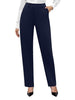 Women's Straight-Leg Work Pants, Polyester-Spandex Blend, Elastic High Waist and Tailored Ankle-Length Cut