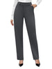 Women's Straight-Leg Work Pants, Polyester-Spandex Blend, Elastic High Waist and Tailored Ankle-Length Cut