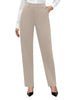 Women's Straight-Leg Work Pants, Polyester-Spandex Blend, Elastic High Waist and Tailored Ankle-Length Cut