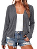 Women's V-Neck Cardigan, Polyester-Rayon-Spandex Blend, Long Sleeves and Button-Front Closure