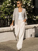 Women's V-Neck Cardigan, Polyester-Rayon-Spandex Blend, Long Sleeves and Button-Front Closure