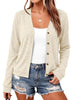 Women's V-Neck Cardigan, Polyester-Rayon-Spandex Blend, Long Sleeves and Button-Front Closure
