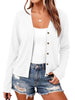 Women's V-Neck Cardigan, Polyester-Rayon-Spandex Blend, Long Sleeves and Button-Front Closure