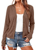 Women's V-Neck Cardigan, Polyester-Rayon-Spandex Blend, Long Sleeves and Button-Front Closure