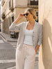 Women's V-Neck Cardigan, Polyester-Rayon-Spandex Blend, Long Sleeves and Button-Front Closure
