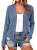 Women's V-Neck Cardigan, Polyester-Rayon-Spandex Blend, Long Sleeves and Button-Front Closure