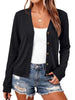 Women's V-Neck Cardigan, Polyester-Rayon-Spandex Blend, Long Sleeves and Button-Front Closure