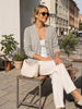Women's V-Neck Cardigan, Polyester-Rayon-Spandex Blend, Long Sleeves and Button-Front Closure