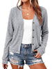 Women's V-Neck Cardigan, Polyester-Rayon-Spandex Blend, Long Sleeves and Button-Front Closure