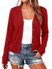 Women's V-Neck Cardigan, Polyester-Rayon-Spandex Blend, Long Sleeves and Button-Front Closure