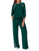 Women's Two-Piece Lounge Set, Polyester-Viscose-Spandex Blend, Long-Sleeve Top and Wide-Leg Pants with Pockets