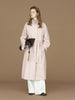 Womens British Trench Coat Contrast Cuff Stand Collar Heritage Workwear Style Pink Black Khaki Short Long Trench Coat
