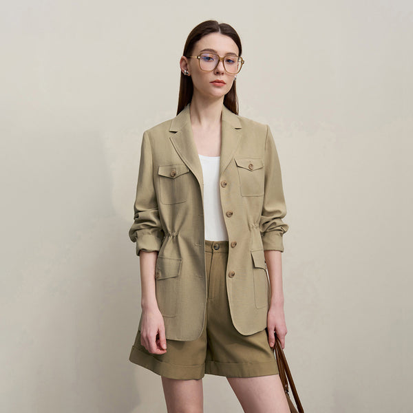 Women's Jacket Autumn Casual Notched Lapel Jacket Office Lady Versatile Women's Loose Long Sleeve Tops 12651026