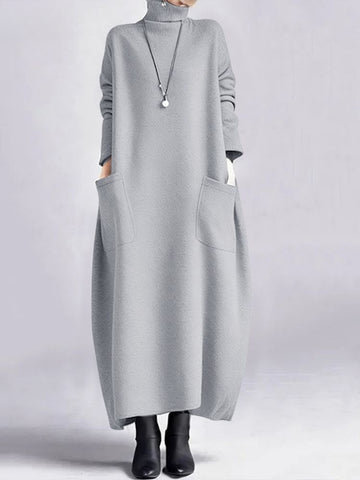 Zanzea Sweatshirt Dress Women Casual Turtleneck Long Sleeve Solid A-Line Midi Dresses for Woman FW Cozy Warm Robes