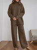 Women's Knitted 2 Pieces Pant Sets Casual Loose Turtleneck Long Sleeve Pullovers and Wide Leg Pant Suits Daily Outfits