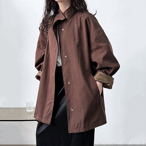 Temperament Short Trench For Women Lapel Single Breasted Solid Color Pockets Design Coat Spring Autumn 2Z2225
