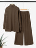 Women's Knitted 2 Pieces Pant Sets Casual Loose Turtleneck Long Sleeve Pullovers and Wide Leg Pant Suits Daily Outfits