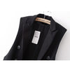 #0711 Spring Autumn Black White Vest Waistcoat Women Slim Sleeveless Jacket Female Long Blazer Vest Waistcoat Femme Buttons
