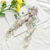 1 pc Spring Summer Bohemian Women Girls Printted Scrunchies Ribbon Elastic Hairband Elegant Cross Boho Hair Accessories