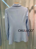 !!! 10.110  BLUE Silver Embossed Button Double-breasted Long blazer SHAWL COLLAR Street wear