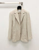 100% Linen Office Lady Suit Notched Double Pockets Blazer + Wide Leg Pants Set