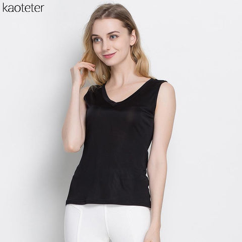 100% Pure Silk Women's Tank Tops Fem Casual Blouse Women Sleeveless Vest Blusa Feminina Blouses Ladies Shirts For Female Woman