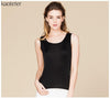 100% Real Silk Women Tank Tops Fem O-Neck Tee Shirt Tops Women Sleeveless Candy Color Female Basic Wild Causal Vest Top Shirts