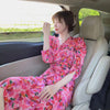 100% Viscose Women Midi Dress Floral Print V-Neck Ladies Slim Waist Pleated Dress Irregular Long Robe 2022 Spring Summer Holiday