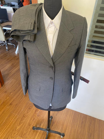 100% Wool Classic Grey Female Business Pants Skirt Suits Uniform Formal Office Jacket Blazer Set Women OL 3 Three Pieces Suits