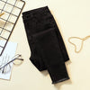 100kg 4XL Large Size Women Slim Stretch Denim Pants Office Lady Korean Style Autumn High Waist Black Skinny Pencil Jeans