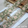 10CM Wide Delicate Green Flowers Embroidered Guipure Lace Fabric Ribbon DIY Applique Trim Decorted Women Dress Curtains Sewing