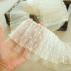10CM Wide Embroidery Lace Flower Tulle Lace Fabric Trim Ribbon DIY Sewing Ruffle Applique Collar Dubai Dress Guipure Decor
