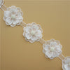 10x White Pearl Flower Handmade Beaded Embroidered Lace Edge Trim Ribbon Double Layered Applique Dress DIY Sewing Craft
