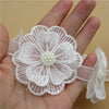 10x White Pearl Flower Handmade Beaded Embroidered Lace Edge Trim Ribbon Double Layered Applique Dress DIY Sewing Craft