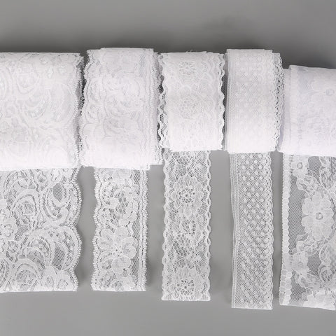 10yard/bag 16 sizes White Lace Ribbon Trim Fabric For Clothing Wedding Home Party Decoration DIY Craft Accessories