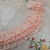 11CM Wide Three Layers Pleated Chiffon Fabric Guipure Lace Embroidery Fringe Ribbon Ruffle Trim Dolls Clothes Dress Sewing Decor