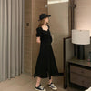 1276 early spring small black skirt seaside holiday beach skirt women's super fairy Sanya long skirt split black dress