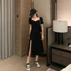 1276 early spring small black skirt seaside holiday beach skirt women's super fairy Sanya long skirt split black dress