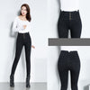 135 High Waist Pencil Jeans Women Spring Autumn Elastic Slim Button Thin Chic V Drilling Casual Washed Denim Pants
