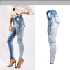 173 Women's Pants Locomotive Clothing Casual Elastic Slim Patchwork Washed Bleached Feme Spring Streetwear Pencil Jeans