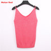 18 Colors Sexy Knitted Tank Tops Women Camis Gold Thread Top Vest Sequined V Neck Blusa Solid Silver Camis Beige Fitness Sweater