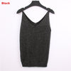 18 Colors Sexy Knitted Tank Tops Women Camis Gold Thread Top Vest Sequined V Neck Blusa Solid Silver Camis Beige Fitness Sweater