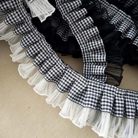 1M Pleated Guipure Plaid Lace Ribbon Trim 6cm Elastic Lace Fabric For Dresses Sewing Decoration Craft Supplies encaje blanco K43