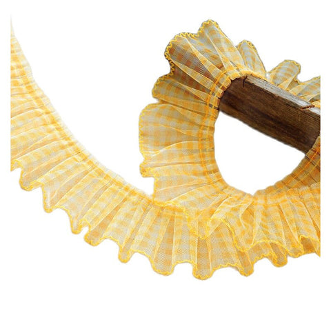 1M Pleated Tulle Plaid Lace Trim 7cm Guipure Ribbon Lace Fabric Supplies Lace Fabric For Wedding Dress Sewing Crafts encajes Q03