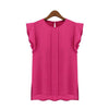 1PC Womens Casual Loose Chiffon Short Tulip Sleeve Elegant Blouse Shirt Tops 2022 New Clothes