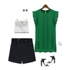 1PC Womens Casual Loose Chiffon Short Tulip Sleeve Elegant Blouse Shirt Tops 2022 New Clothes