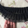 1Yard Pleated White Lace Trim Fabric 5cm Craft Supplies DIY Sewing Black Lace Ribbon Guipure Dress Clothes Decoration KQ5
