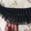 1Yard Pleated White Lace Trim Fabric 5cm Craft Supplies DIY Sewing Black Lace Ribbon Guipure Dress Clothes Decoration KQ5