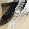 1Yard Pleated Lace Fabric Wide 6cm Dot Lace Trim Applique Collar Ribbon Sewing Guipure Crafts Mesh Laces For Dress dentelle VG17